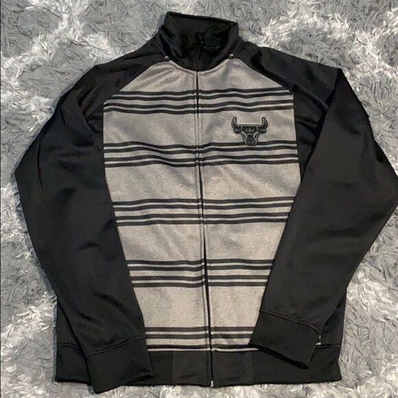 Ink Chicago Bulls zip up Sweatshirt size XL EUC black and grey classy - Picture 1 of 9